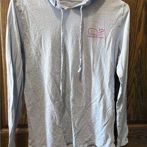 Vineyard Vines Heather blue Hoodie with Pink Whale